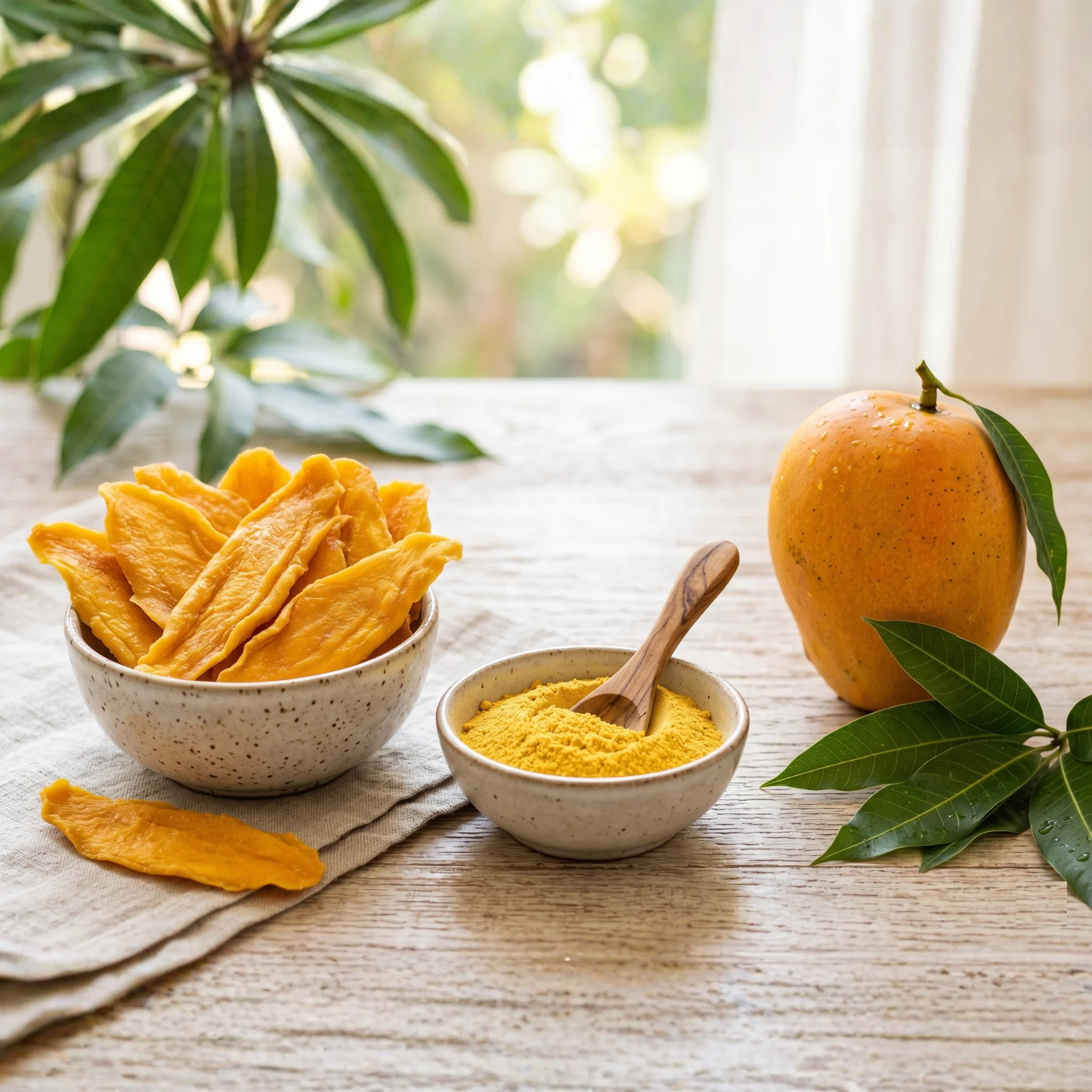 Solar dehydrated sweet golden-orange dried mango slices for wholesale