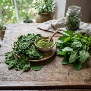 Solar dehydrated green bathua goosefoot leaves for wholesale