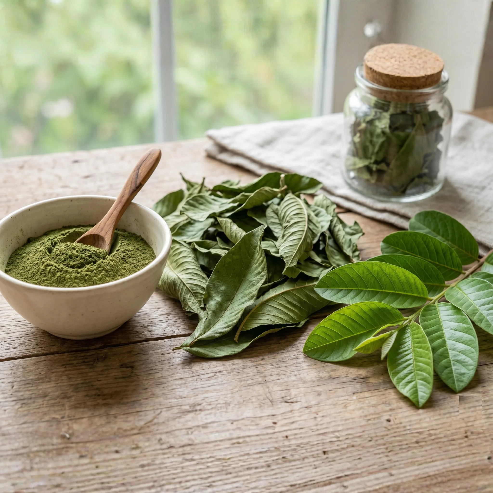 Solar dehydrated green guava amrood leaves for wholesale