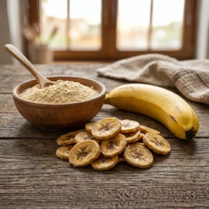 Solar dehydrated sweet golden dried banana slices for wholesale